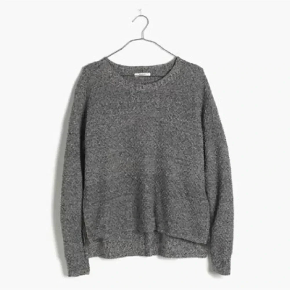 Madewell Landmark Gray Zipper Marbled Crew Neck Sweater Size XXS